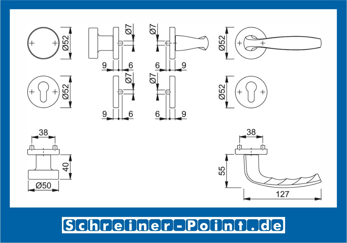 Hoppe New York Aluminium Rosettengarnitur F1 Natur 1810/42KV/42KVS, 3273207, 3846343, 3273223, 3273258, 3846351, 3273291